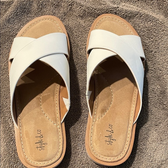 Style & Co. Shoes - Style & Co. Women's Cream Slide Sandals